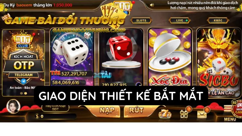 Giao diện Hitclub thiết kế bắt mắt, chuyên nghiệp